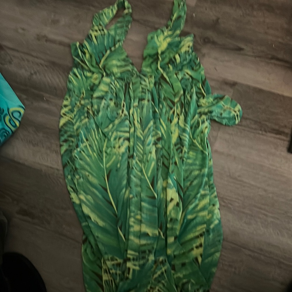 Rachel Pally Green Jungle Print Halter Dress O/S